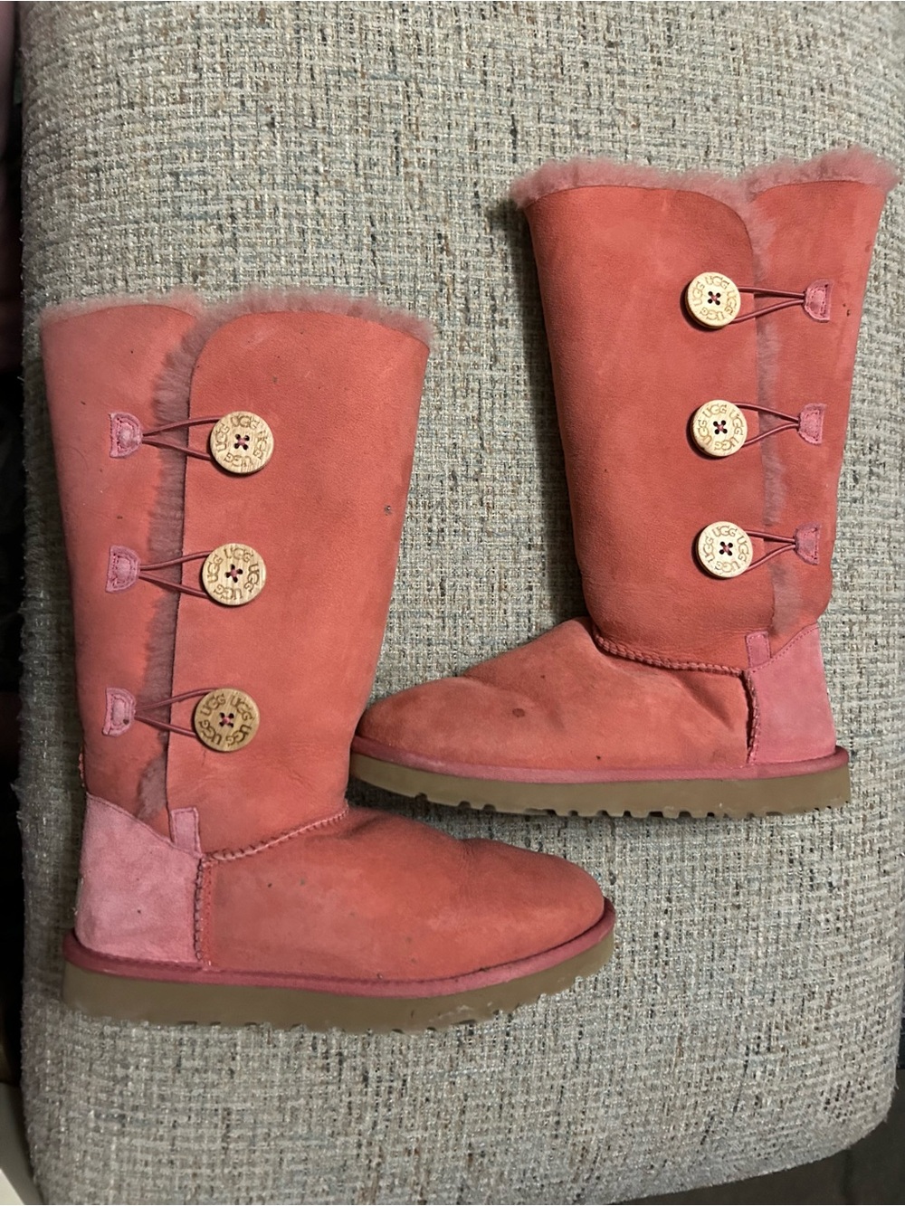 Women's Coral UGG Button-Accent Shearling Boots